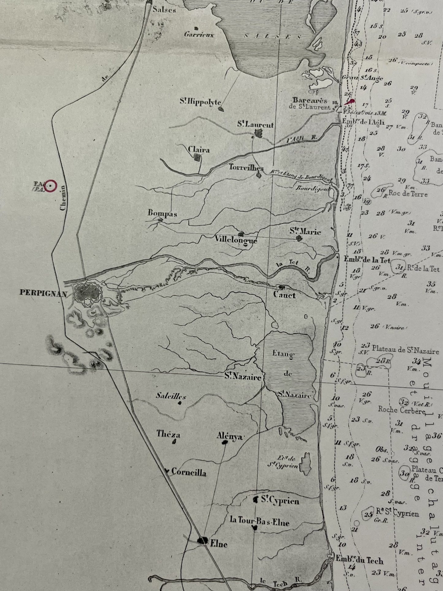 Carte marine ancienne Pyrenees-Orientales