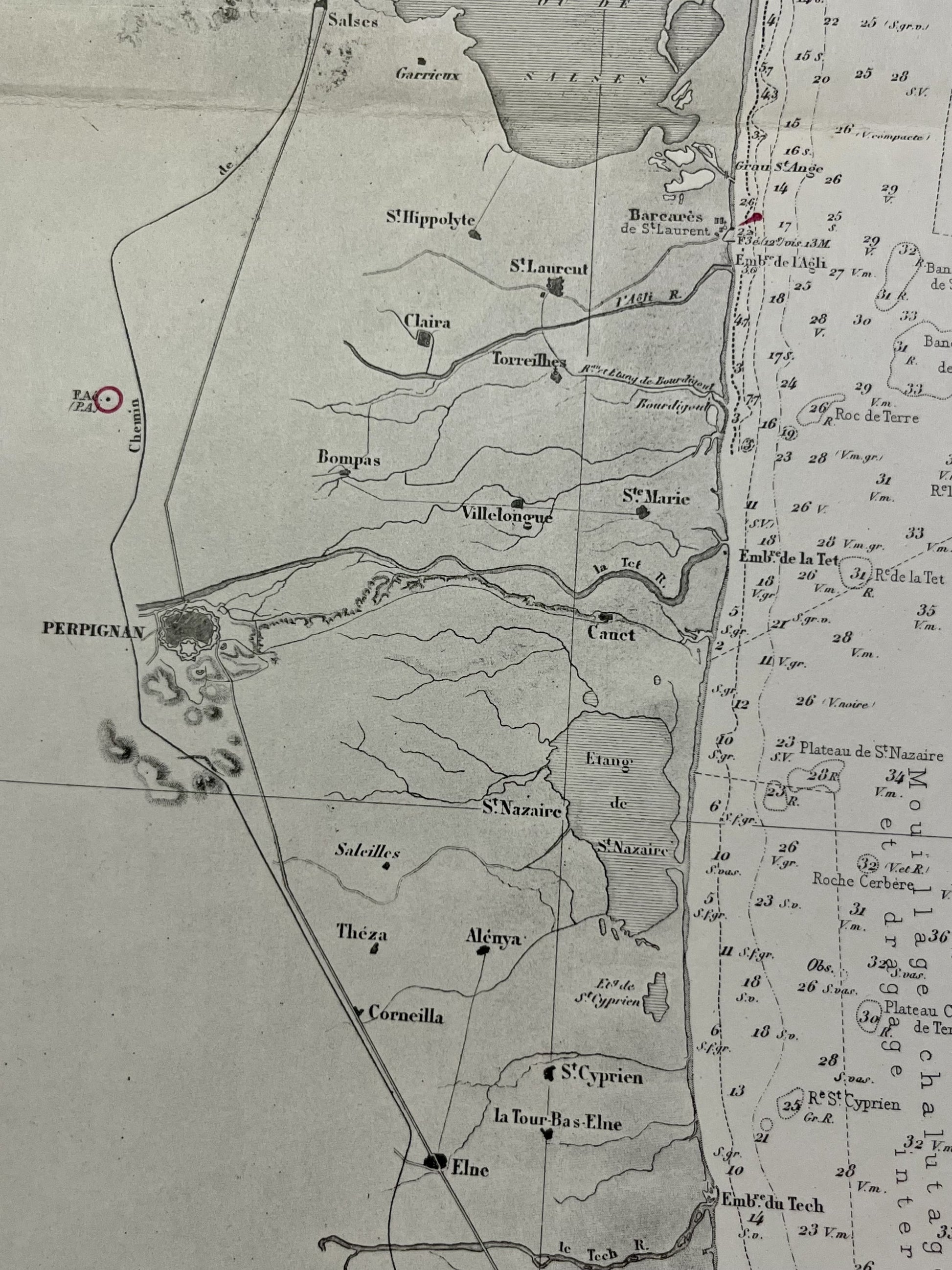 Carte marine ancienne Pyrenees-Orientales