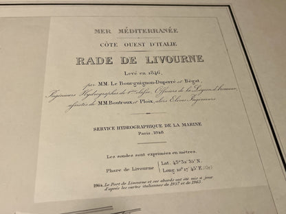 Carte marine ancienne Rade Livourne