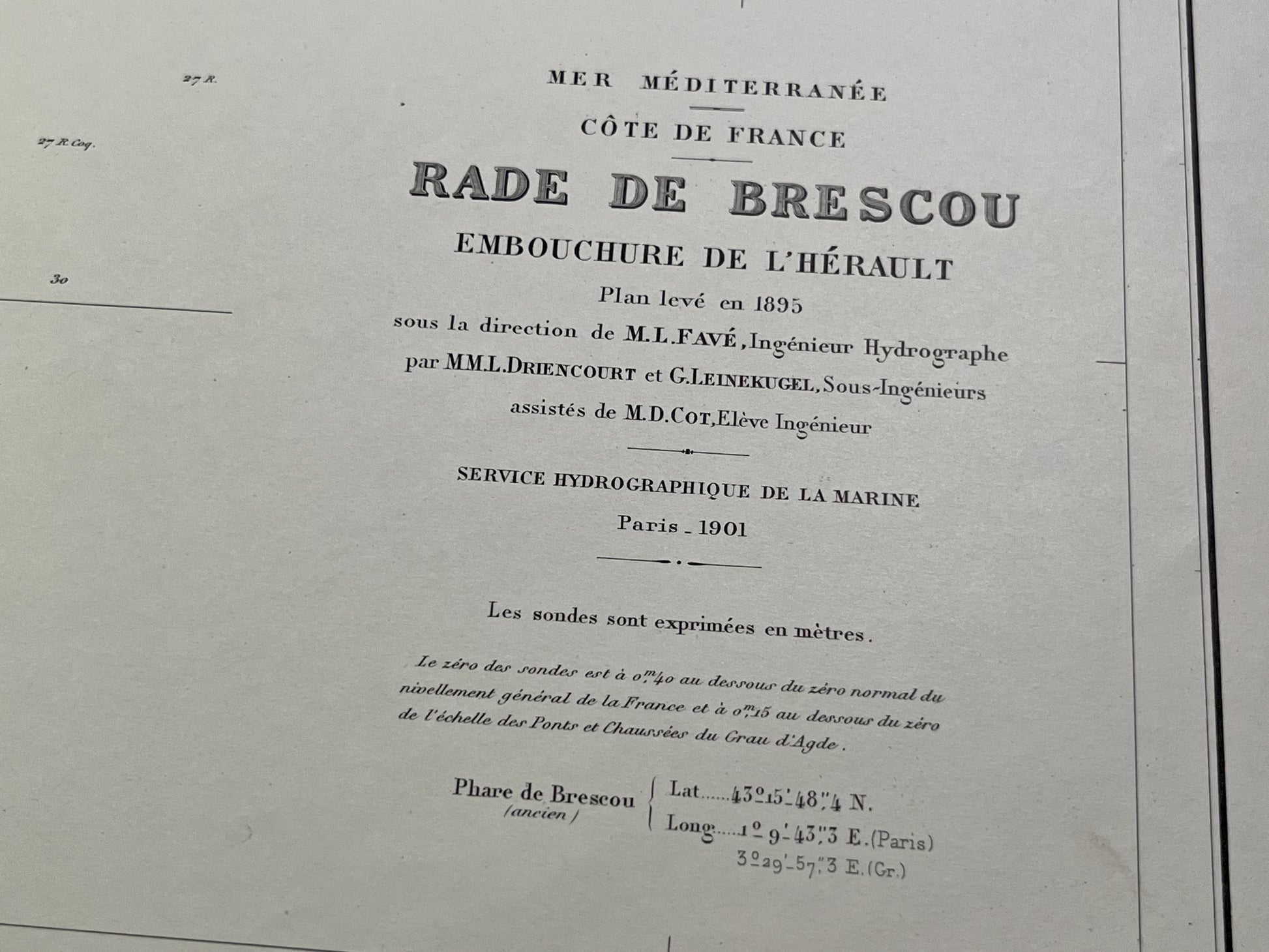 Carte marine ancienne Rade de Brescou