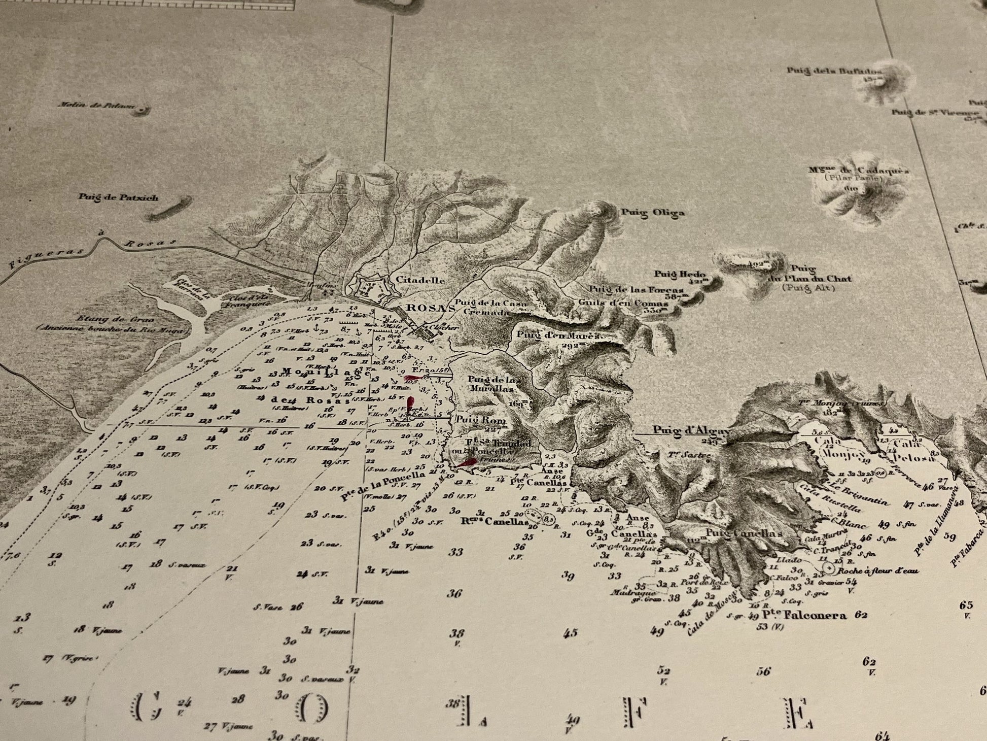 Carte marine ancienne Rosas Catalogne