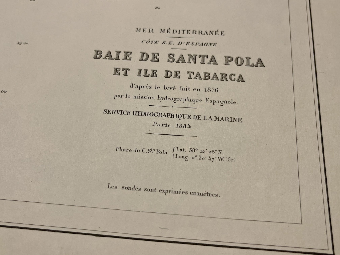 Carte marine ancienne Santa Pola Tabarca