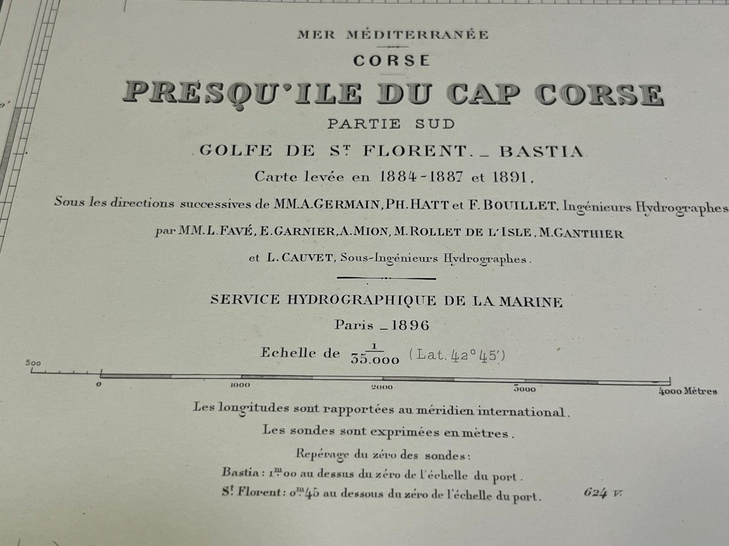 Carte marine ancienne Sud Cap Corse