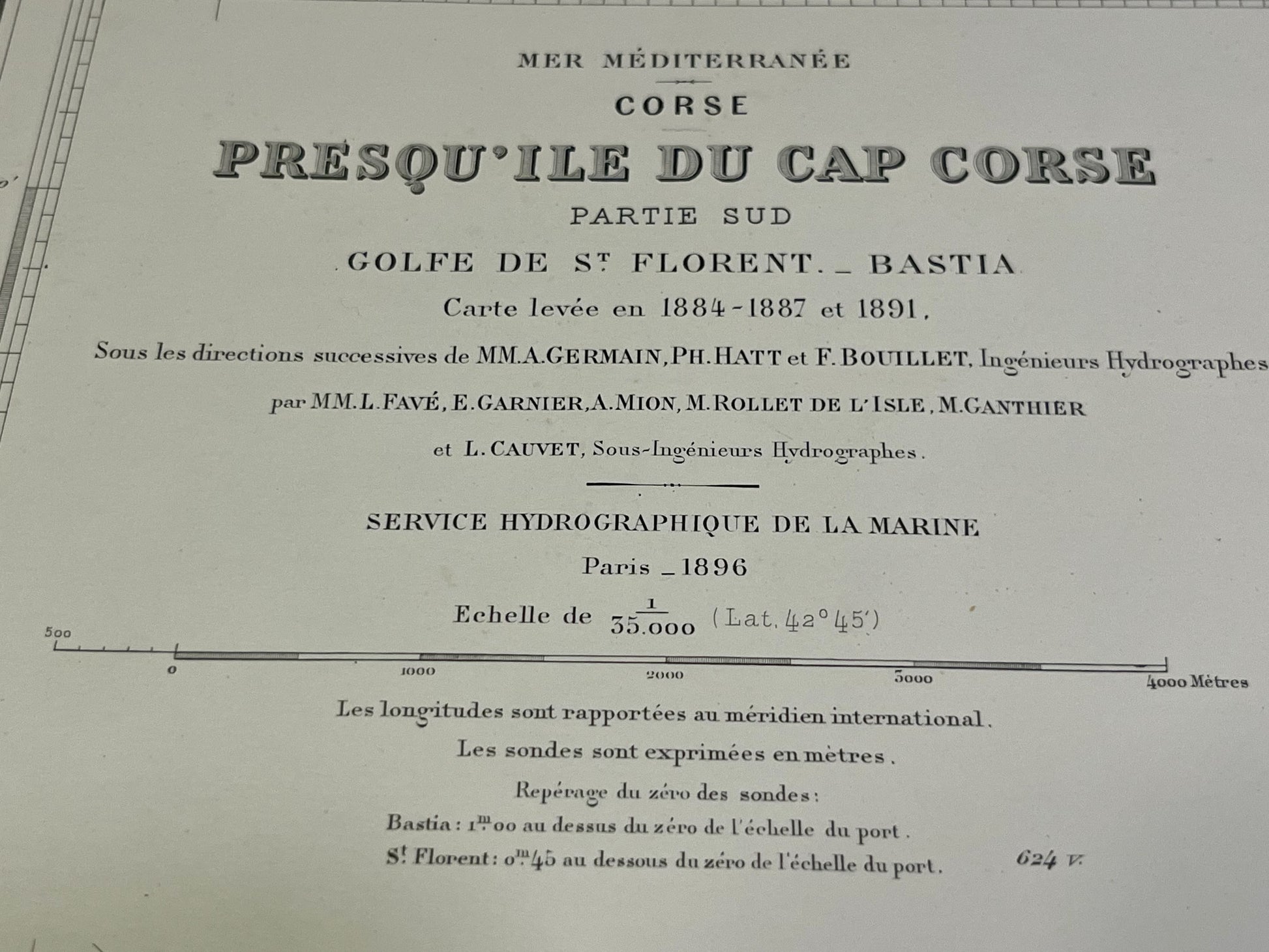 Carte marine ancienne Sud Cap Corse