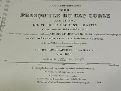 Carte marine ancienne Sud Cap Corse
