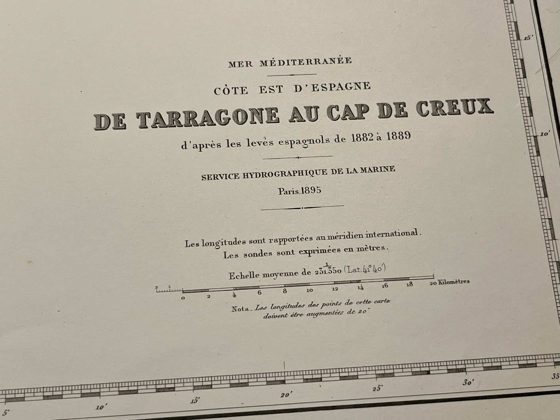 Carte marine ancienne Tarragone Cap de Creux