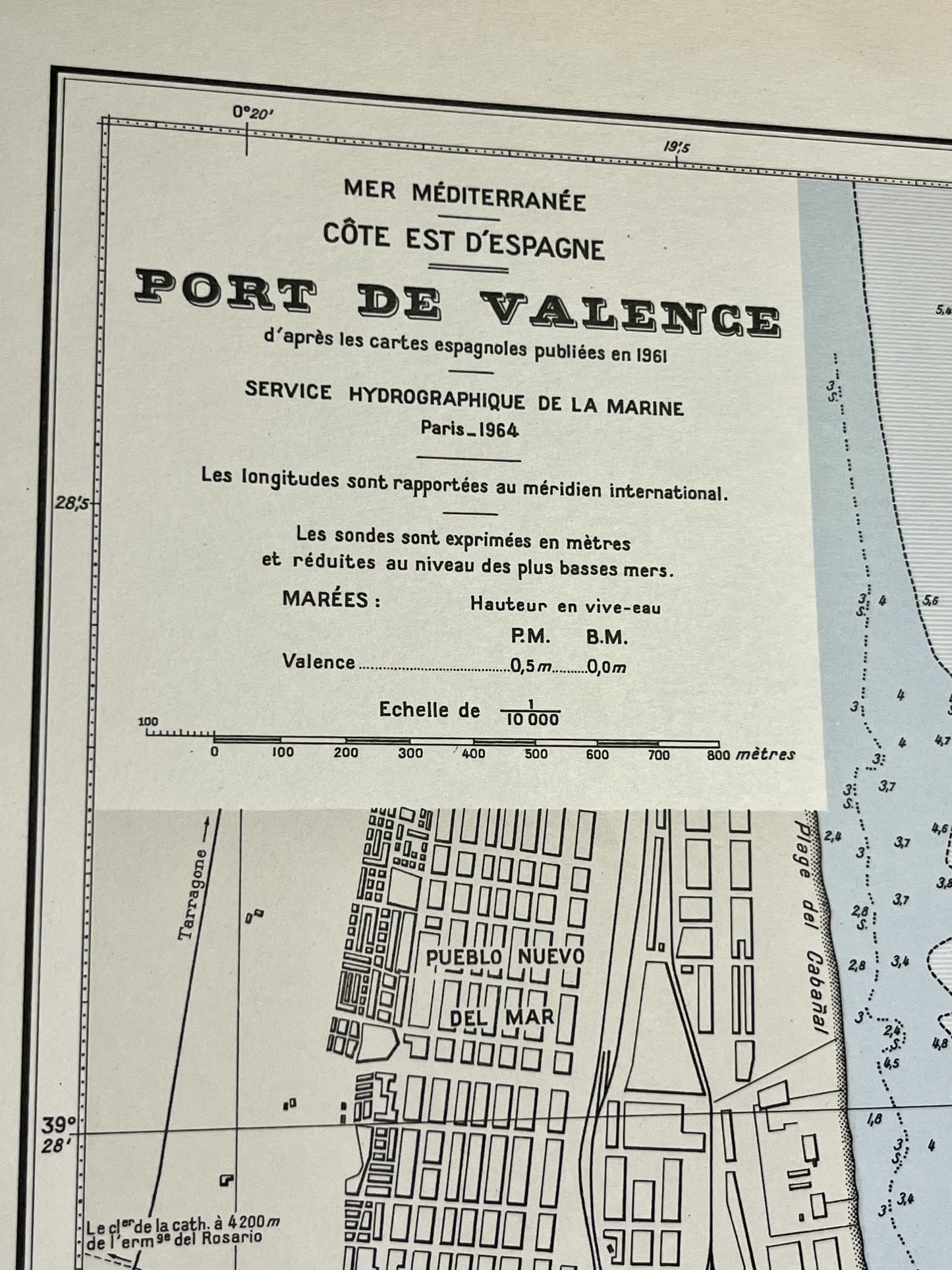 Carte marine ancienne Valence Espagne
