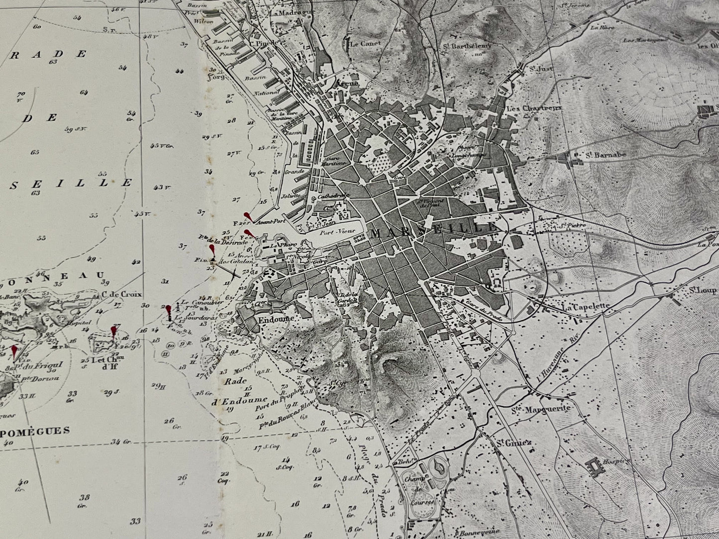 Carte marine ancienne abords Marseille