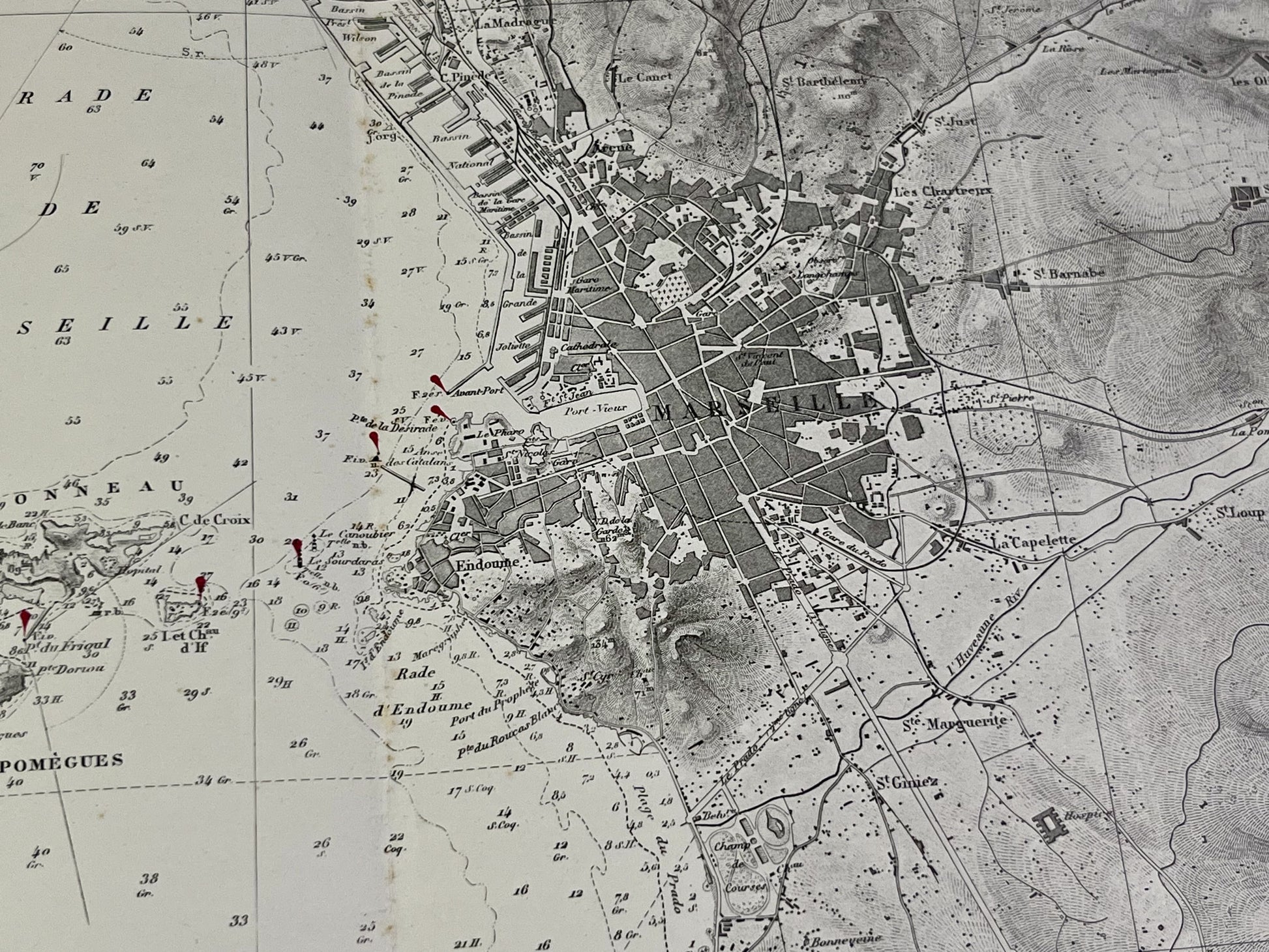 Carte marine ancienne abords Marseille