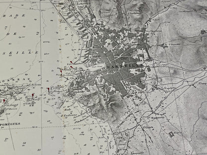 Carte marine ancienne abords Marseille