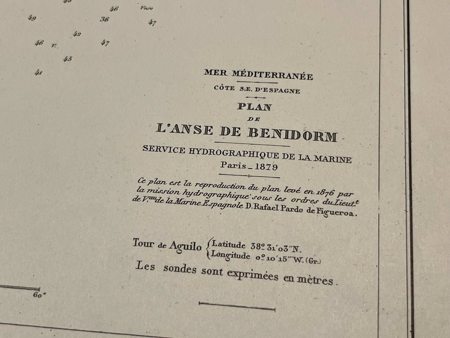 Carte marine ancienne anse de benidorm