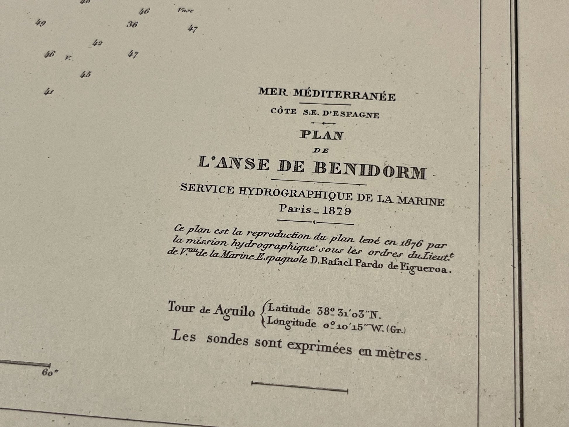 Carte marine ancienne anse de benidorm