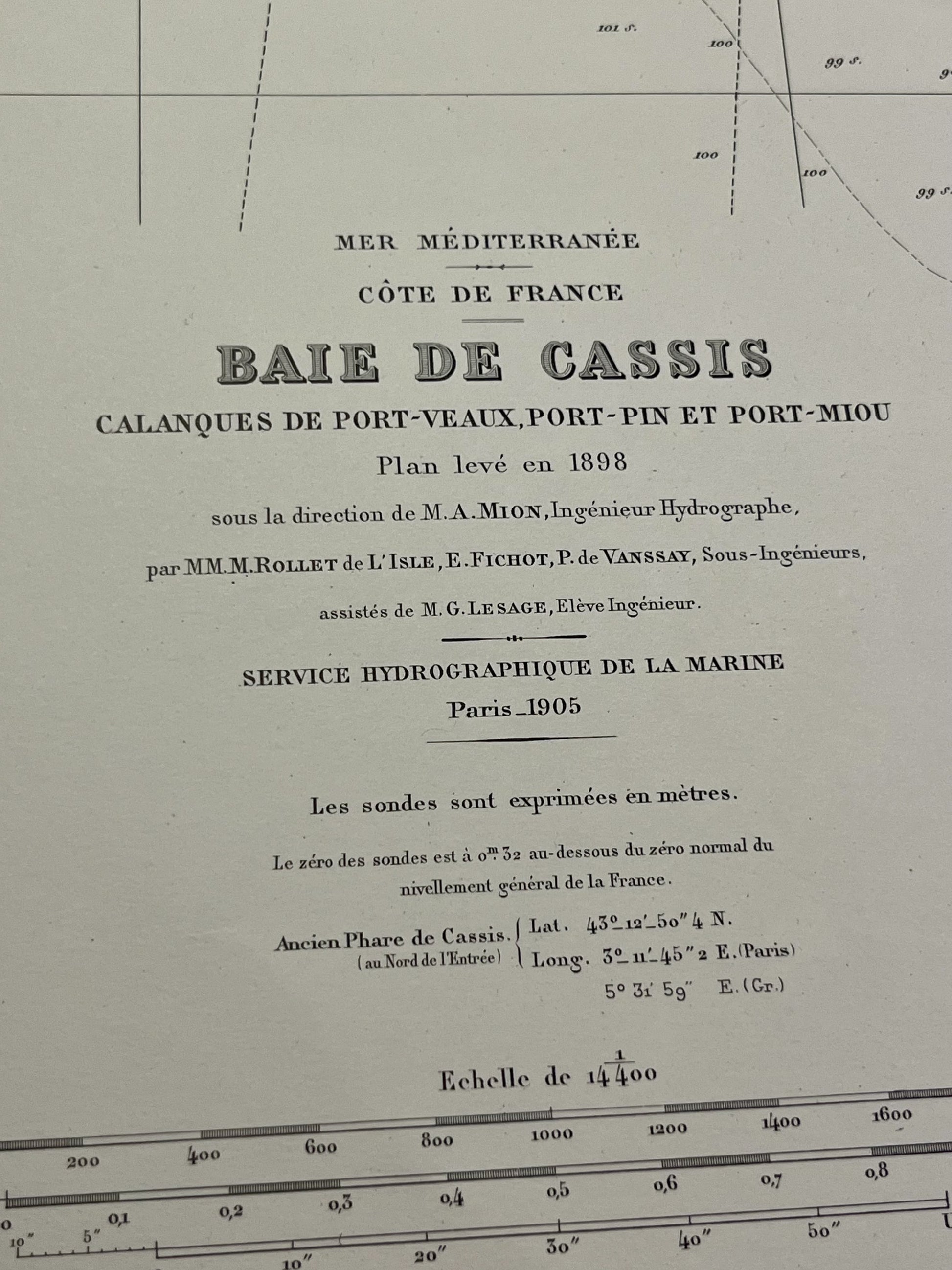 Carte marine ancienne baie de Cassis