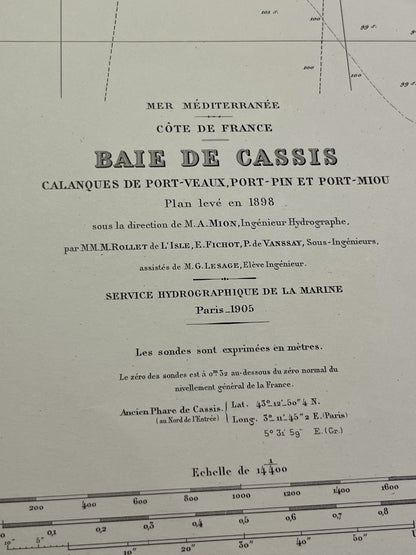 Carte marine ancienne baie de Cassis