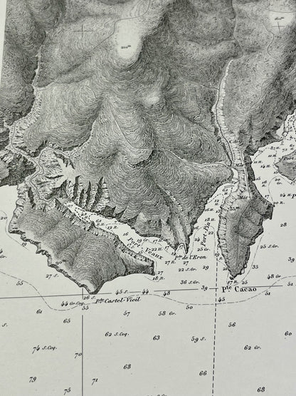 Carte marine ancienne calanques proches Cassis