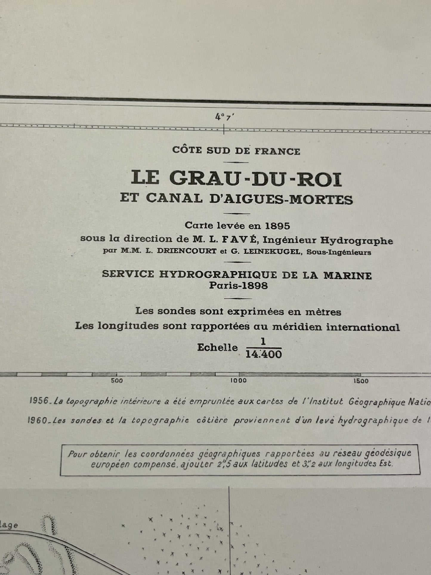 Carte marine ancienne canal Aigues-Mortes