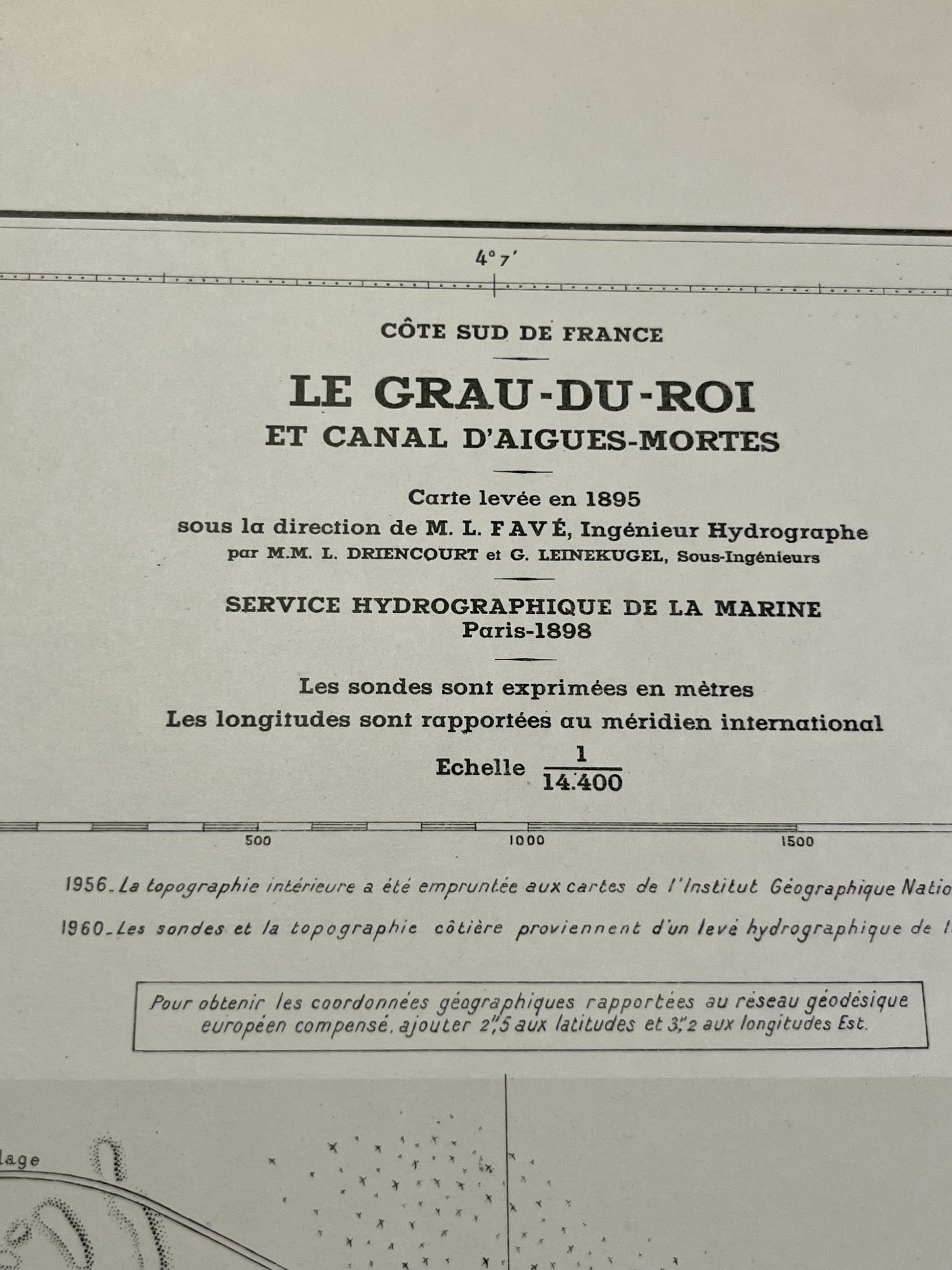 Carte marine ancienne canal Aigues-Mortes