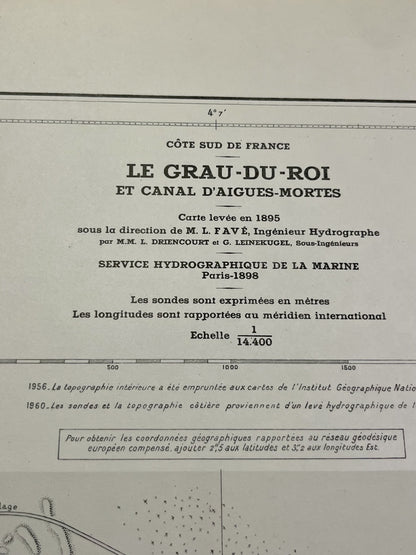 Carte marine ancienne canal Aigues-Mortes