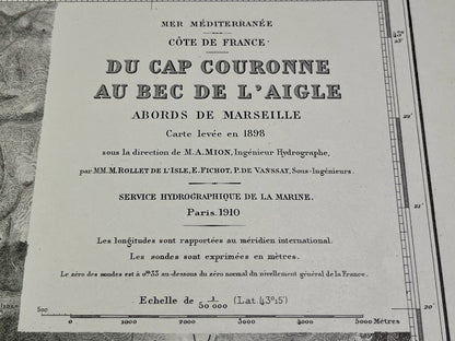 Carte marine ancienne du Cap Couronne au bec de l Aigle