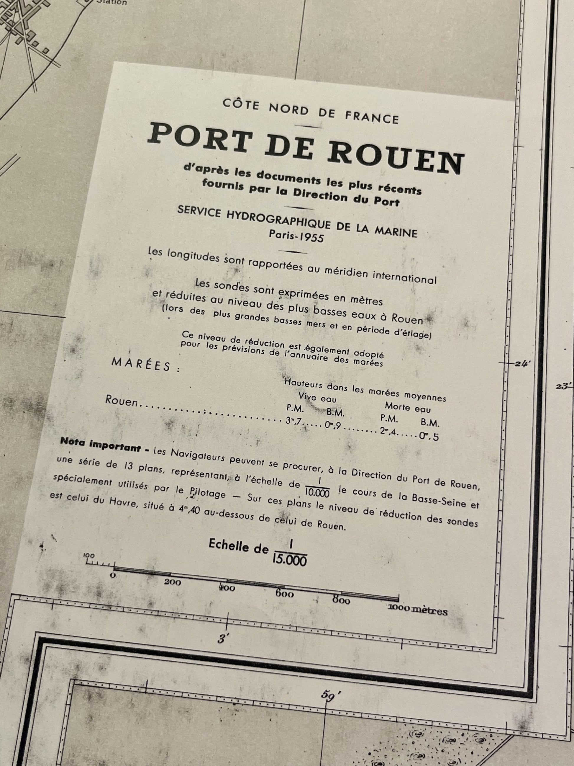 Carte marine ancienne du Port de Rouen