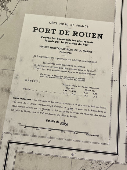 Carte marine ancienne du Port de Rouen