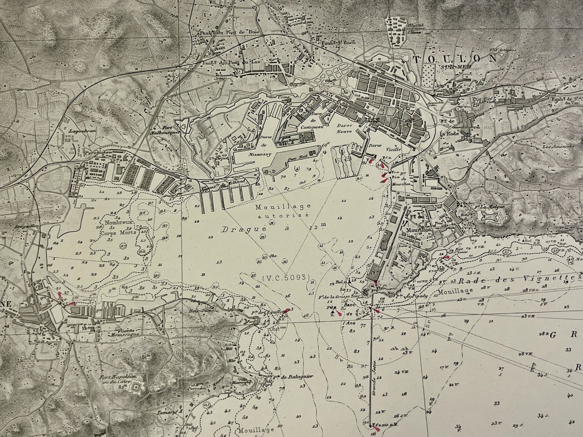 Carte marine ancienne environs Toulon