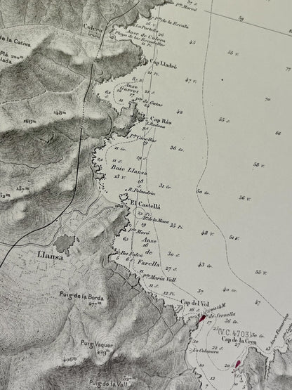 Carte marine ancienne frontiere France Espagne