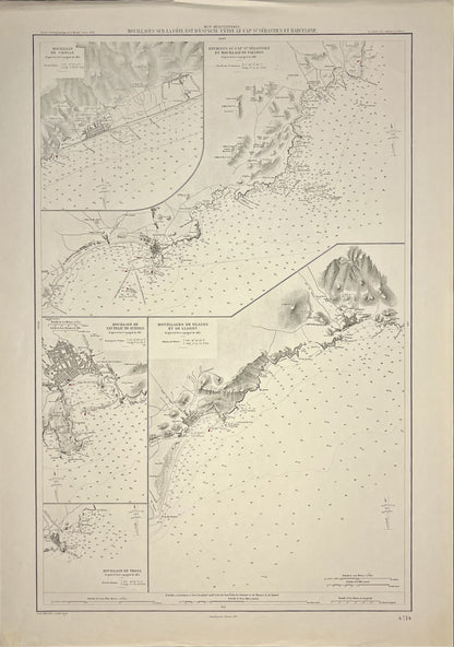 Carte marine ancienne mouillages Catalogne