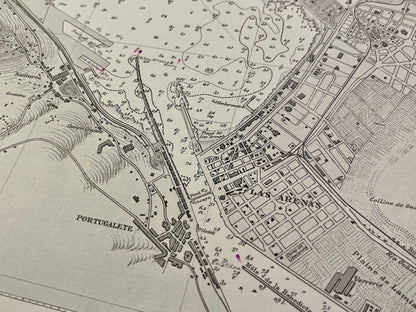 Carte marine ancienne port de Bilbao