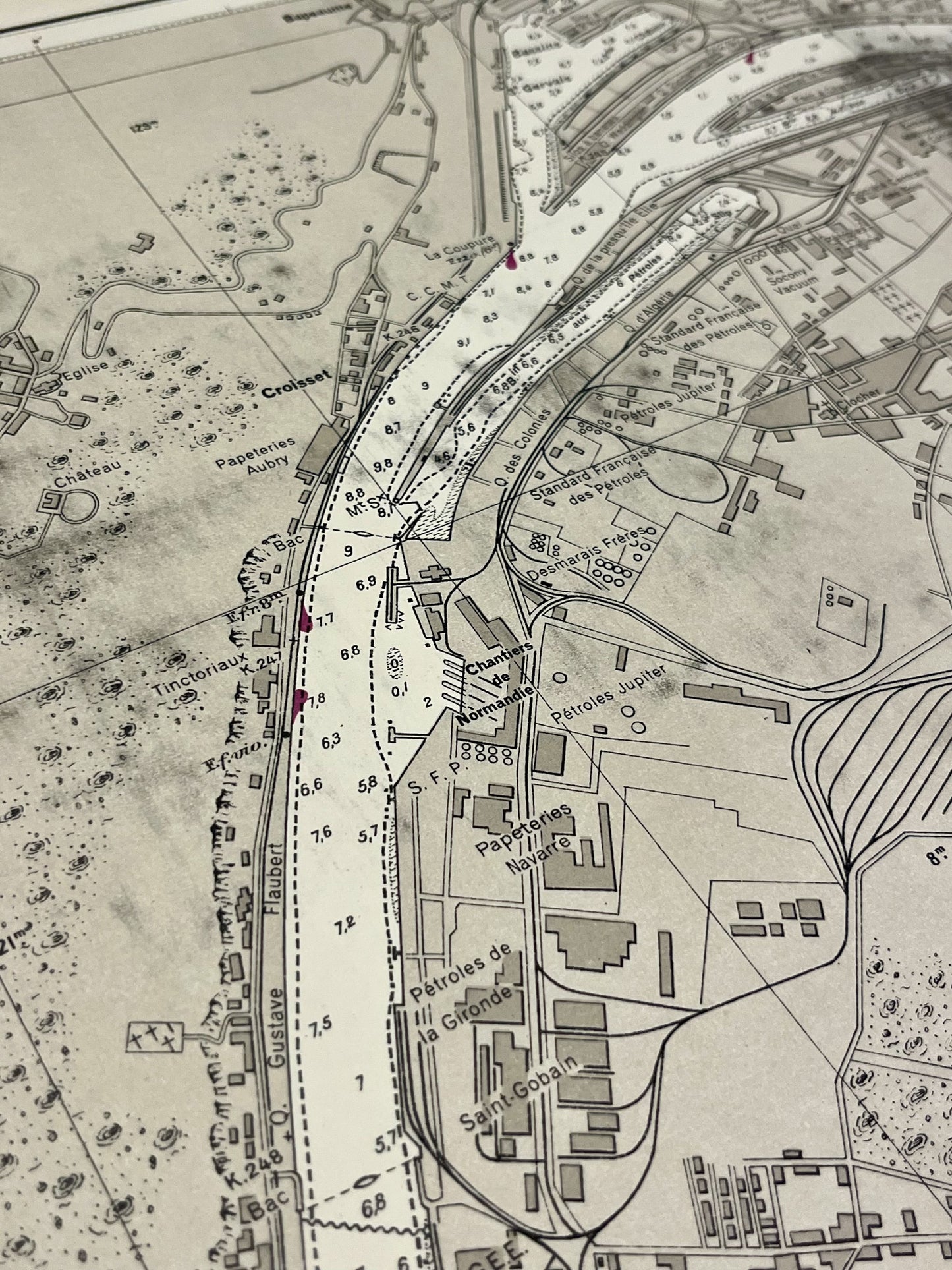 Carte marine ancienne port de Rouen