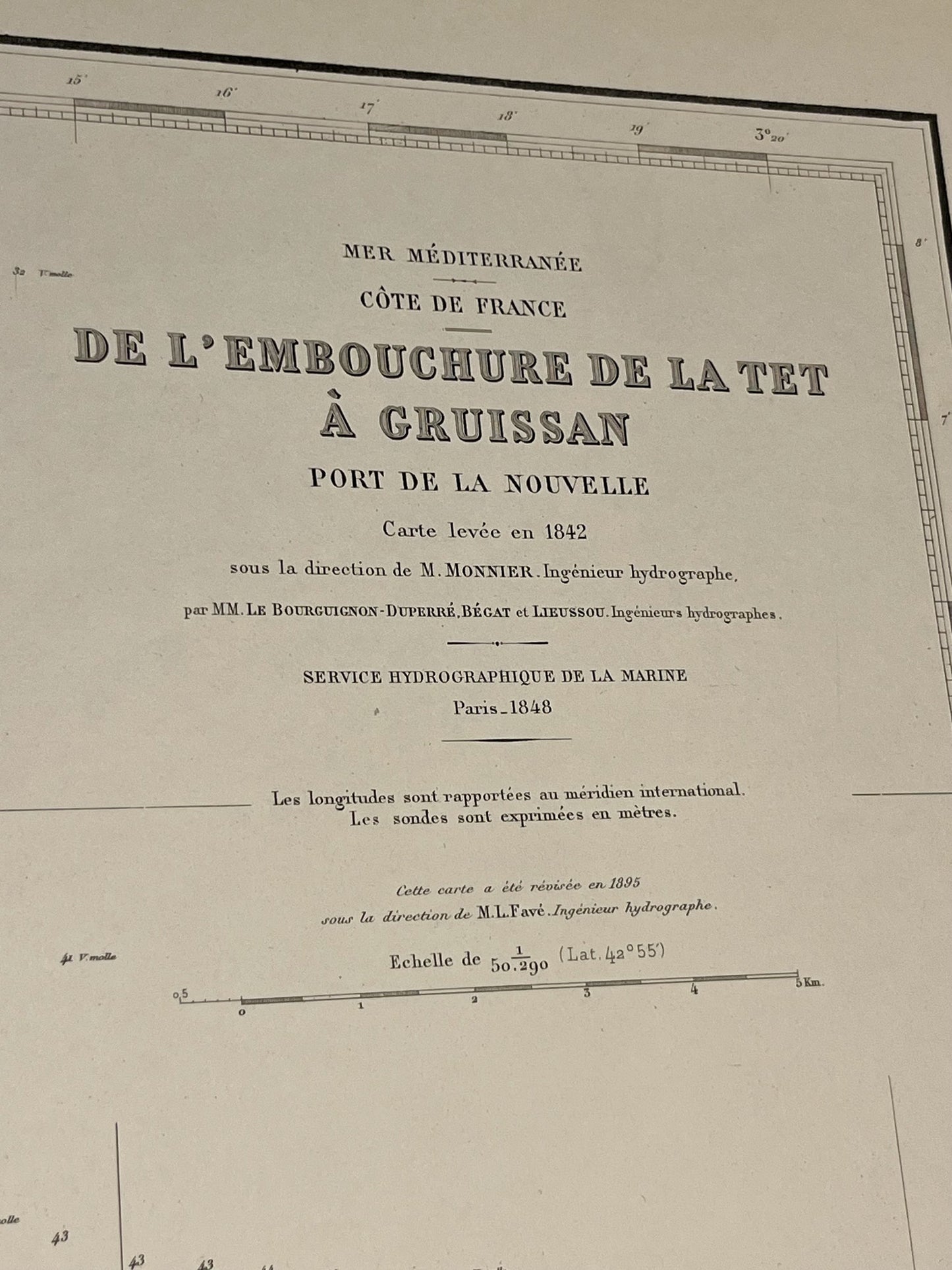 Carte marine embouchure de la Tet a Gruissan