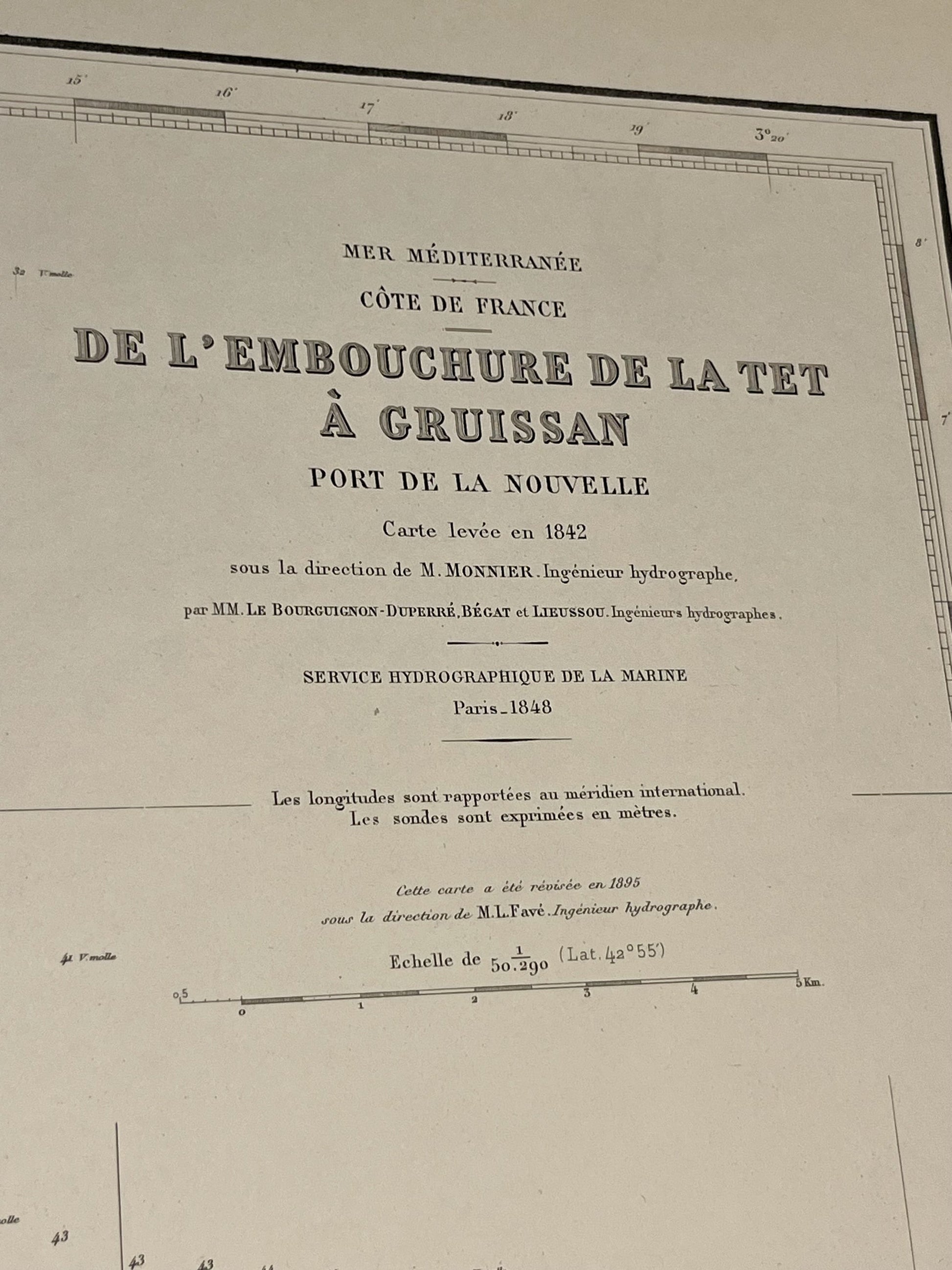 Carte marine embouchure de la Tet a Gruissan