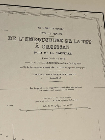 Carte marine embouchure de la Tet a Gruissan