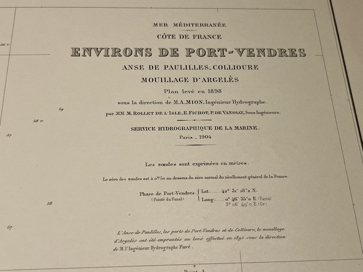 Carte marine environs de Port-Vendres