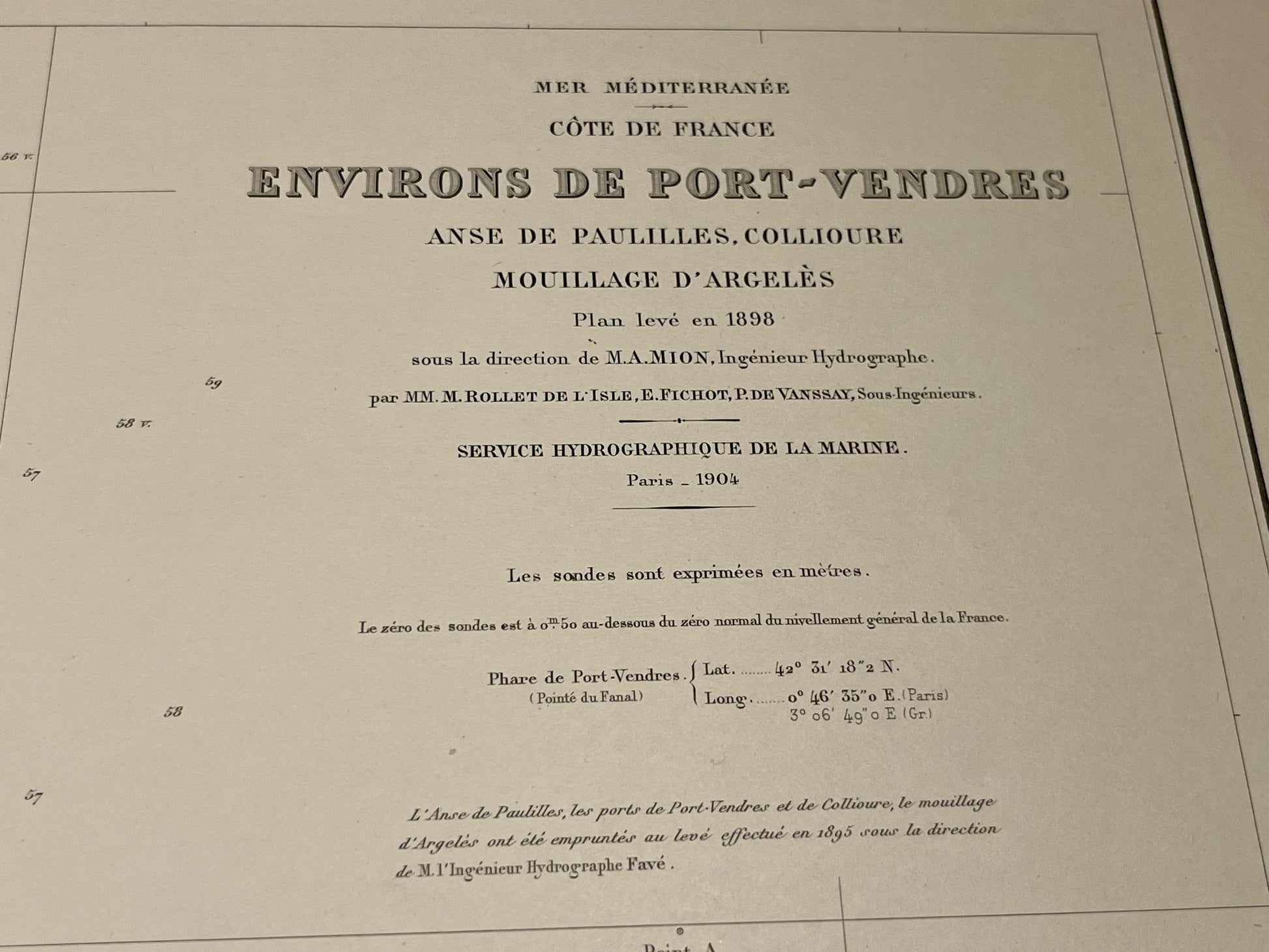 Carte marine environs de Port-Vendres