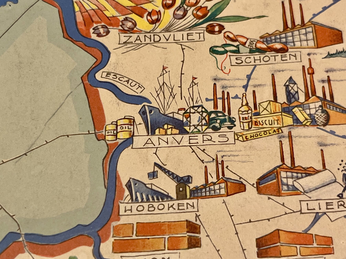 Carte picturale ancienne Anvers Belgique