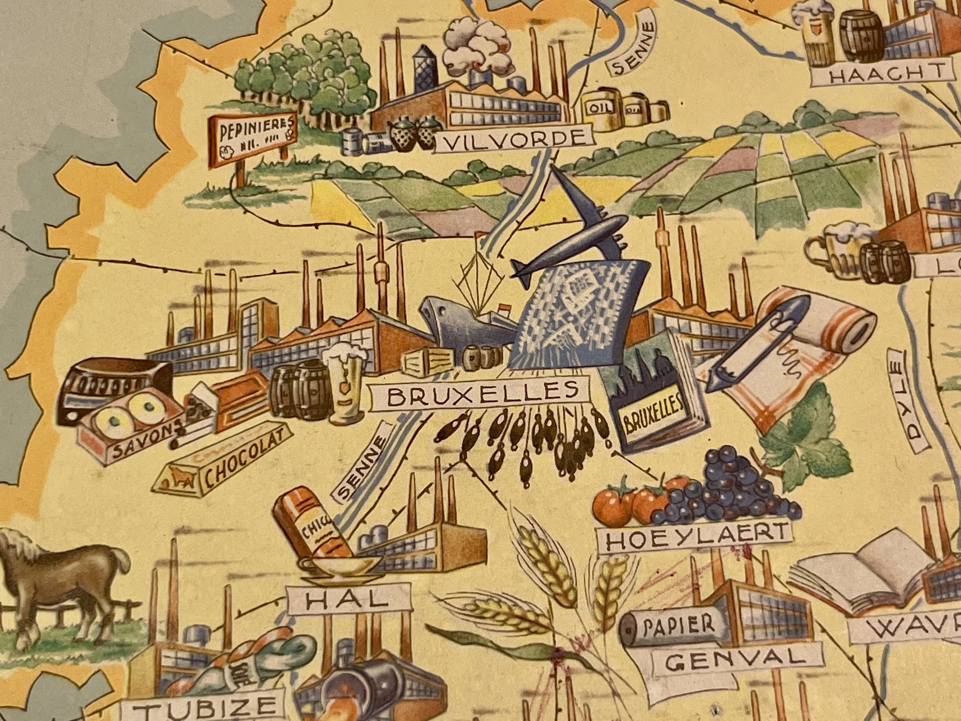 Carte picturale ancienne Brabant Belgique