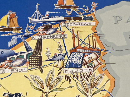 Carte picturale ancienne Bruges Belgique