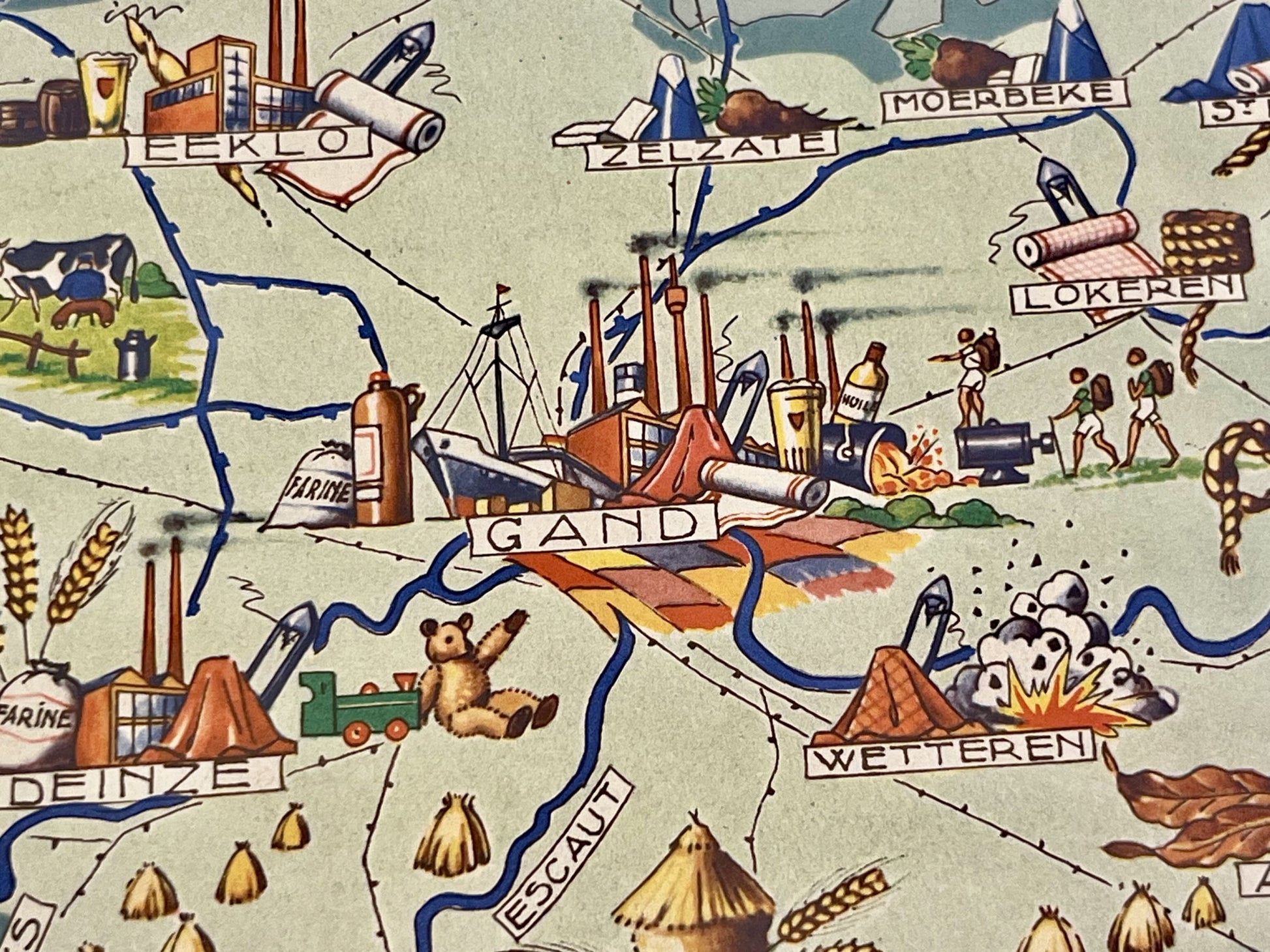 Carte picturale ancienne Gand Belgique