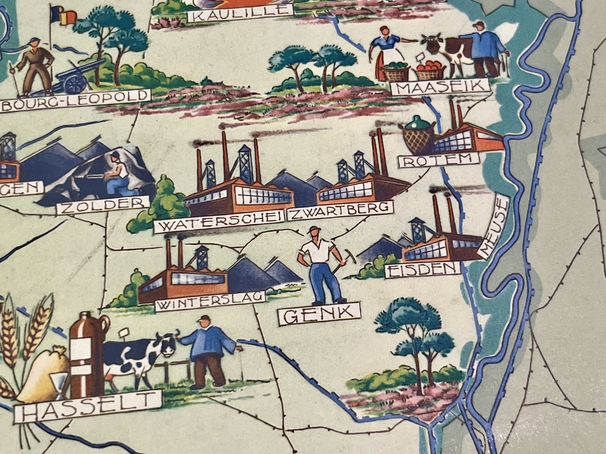 Carte picturale ancienne Limbourg Belgique