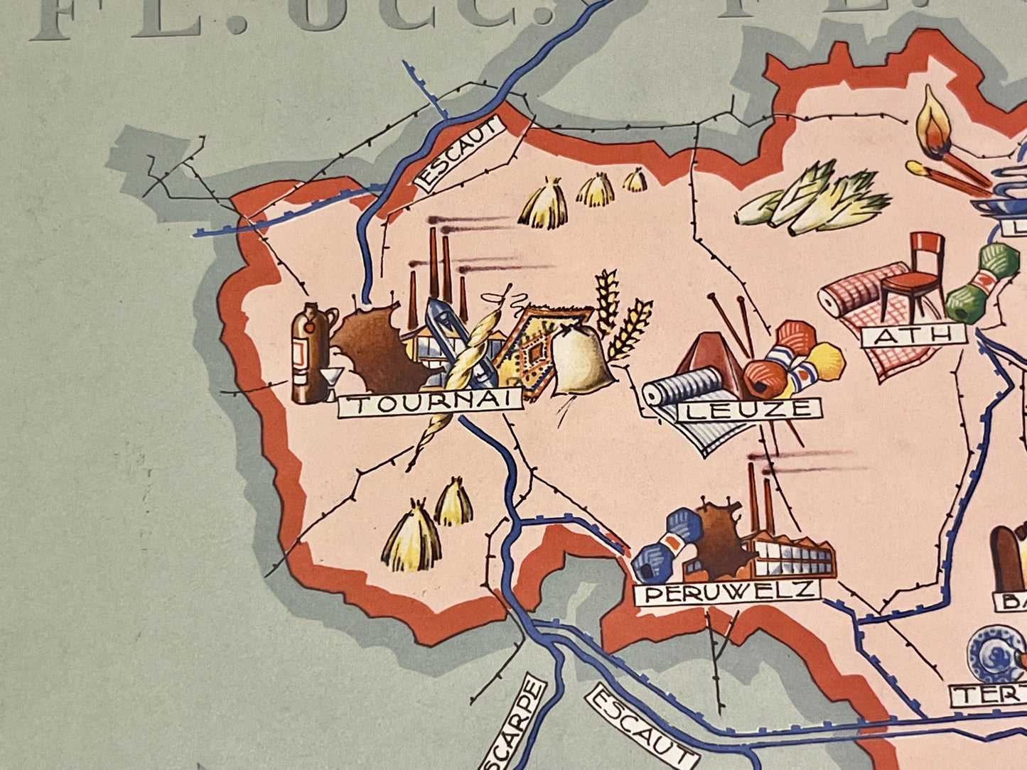 Carte picturale ancienne Tournai Belgique