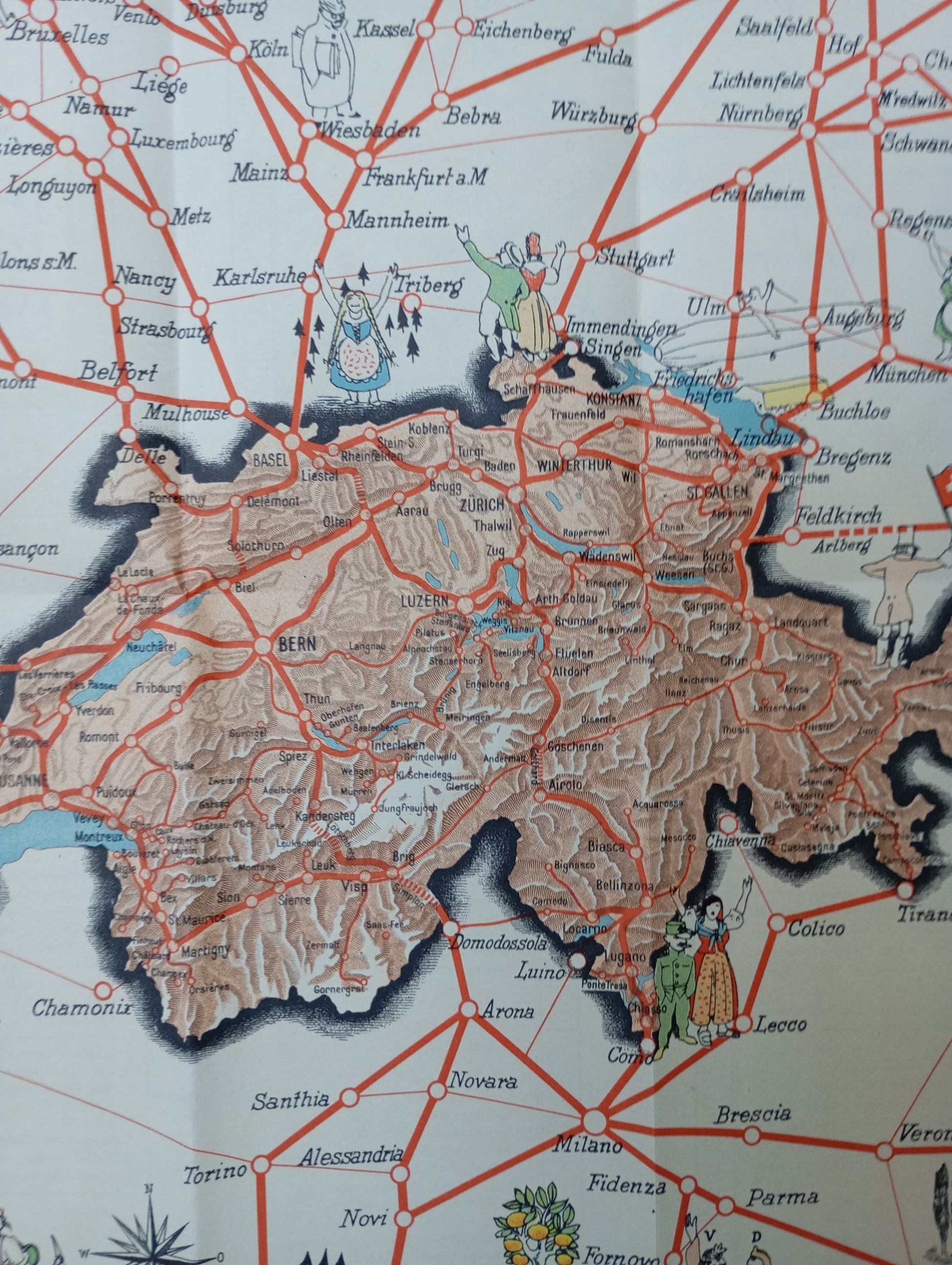 Carte retro des chemins de fer suisses