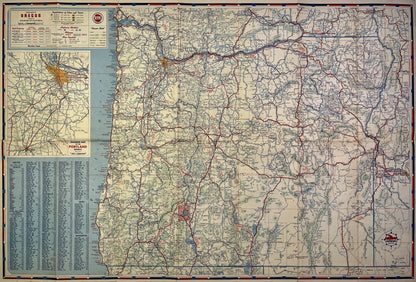 Carte routiere ancienne Oregon USA