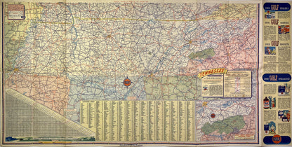 Carte routiere ancienne Tennessee Kentucky Gulf