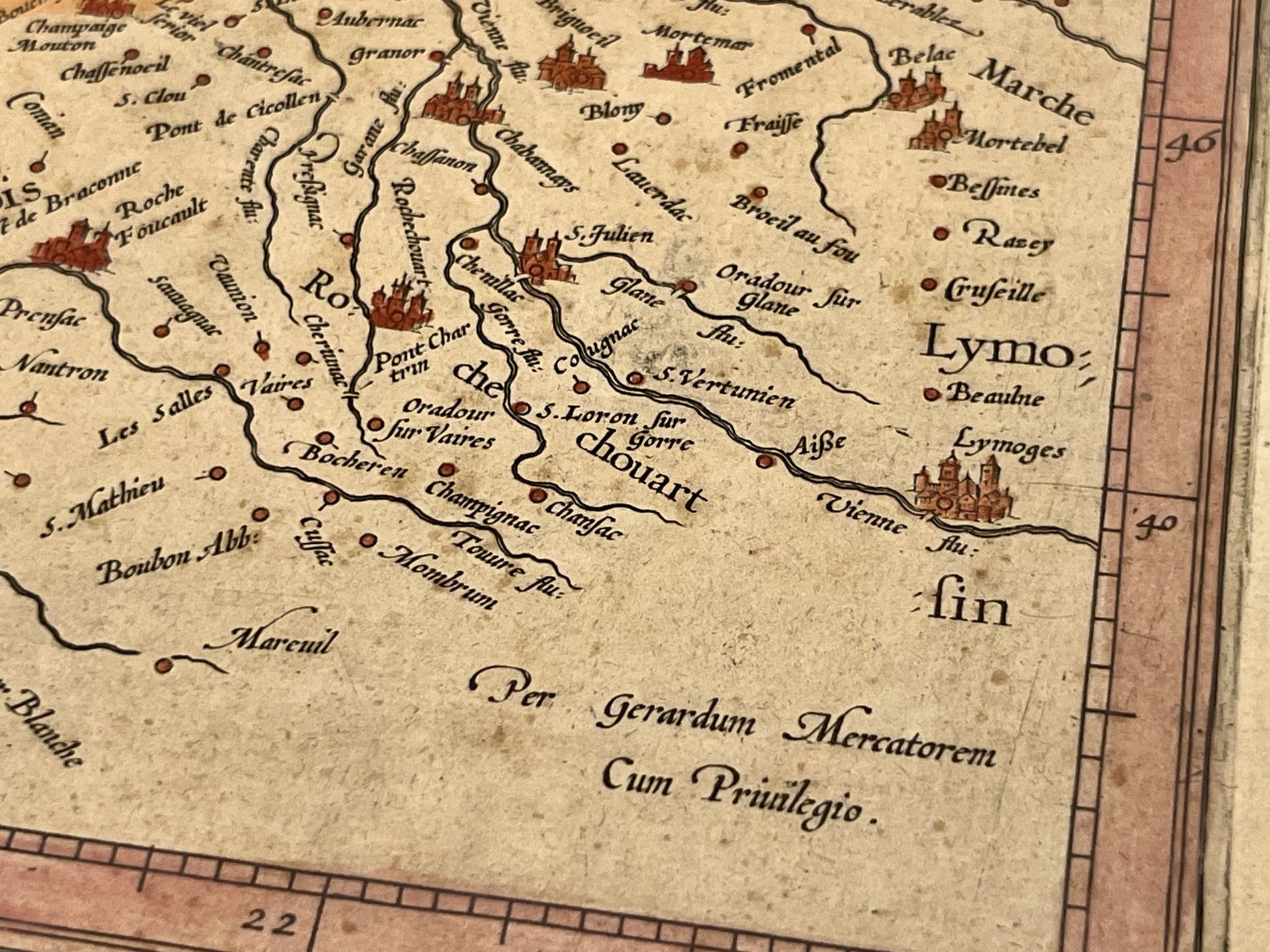 Carte tres ancienne Poitou par Gerard Mercator