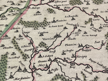 Carte tres ancienne Vervins Aisne