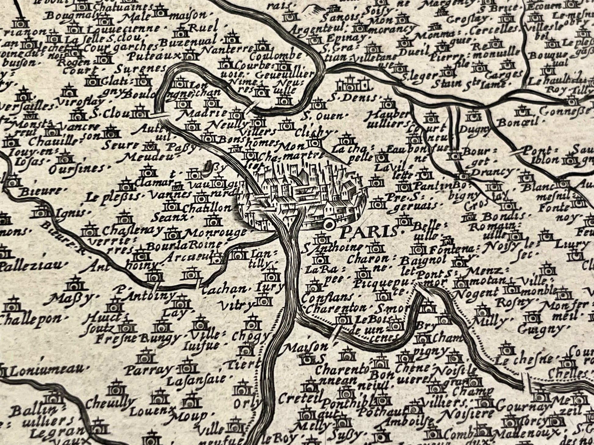Carte tres ancienne de Paris et banlieue