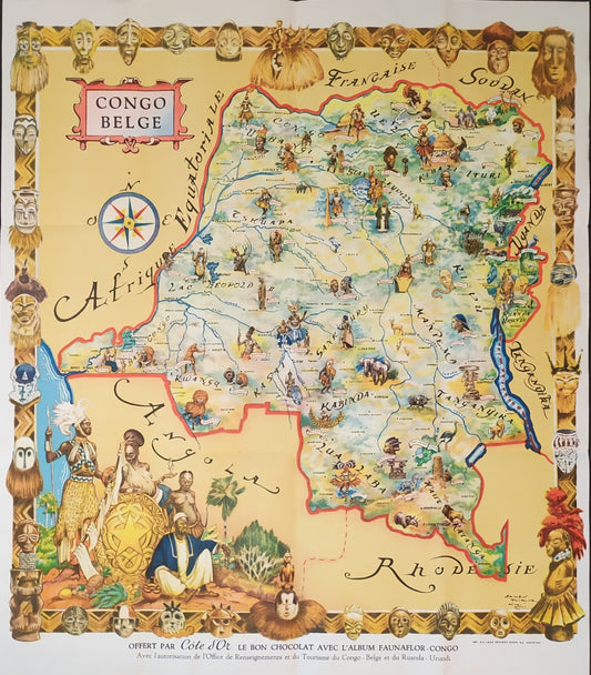 Carte vintage Congo Belge