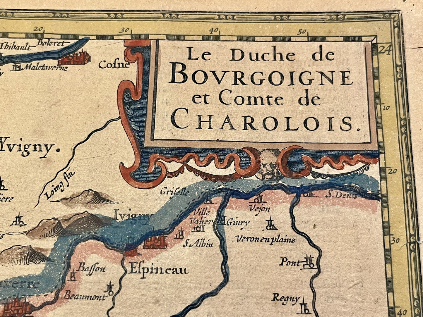 Carte vintage Duche Bourgogne et Comte Charolais