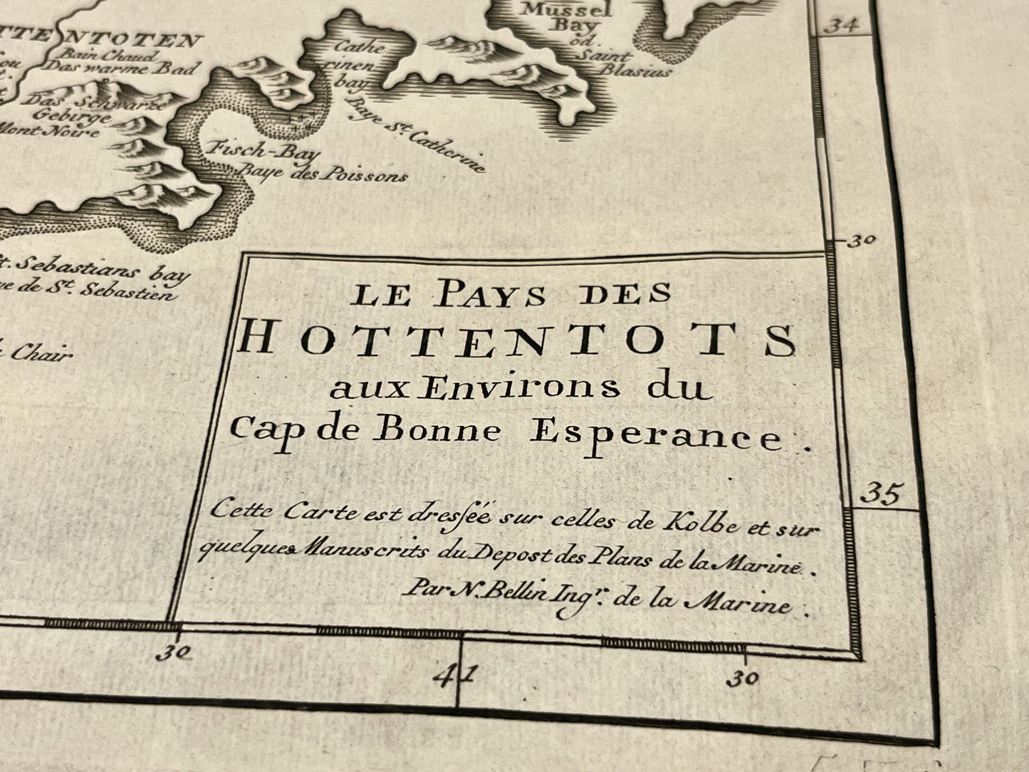 Carte vintage Pays des Hottentots Le Cap